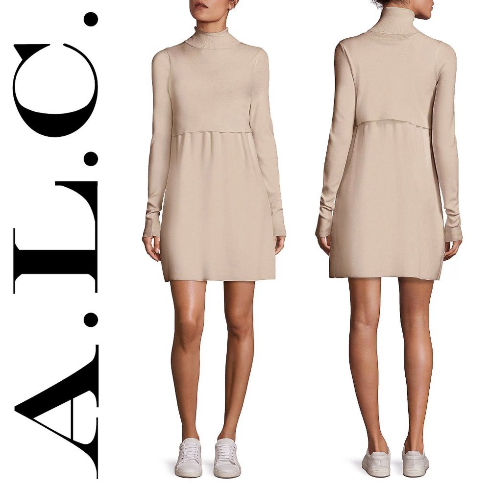A.L.C. Claudia Babydoll Turtleneck Sweater Dress